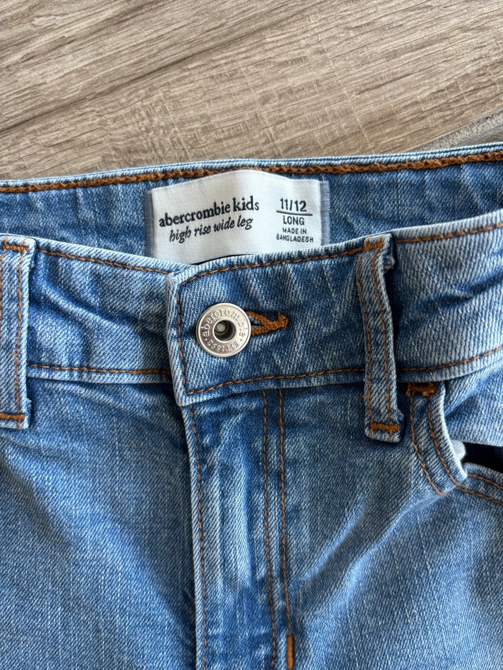 abercrombie kids medium blue high rise wide leg jeans